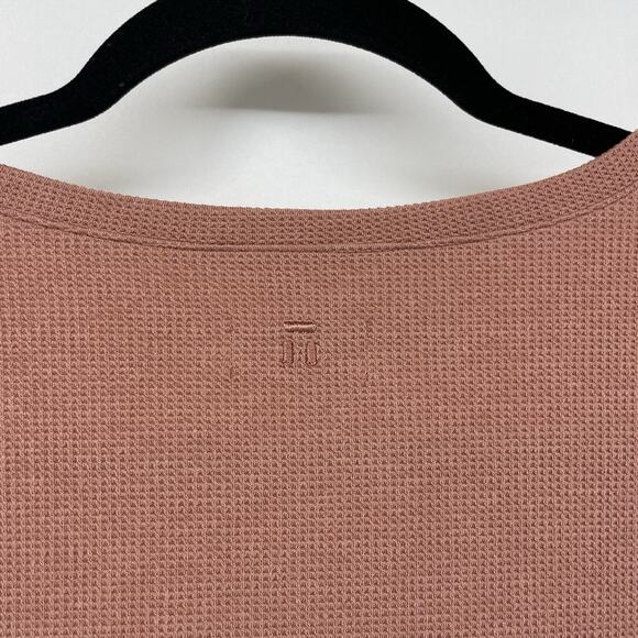 Tommy John Size Large Waffle Knit Sleep Top Short Sleeve Clay Pink Scoop Neck - Picture 7 of 7